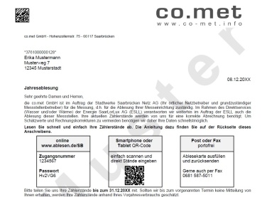 Musteranschreiben Selbstablesung co.met Image